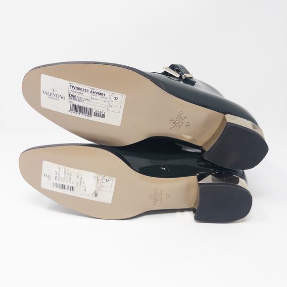 Valentino Garavini Patent Leather Fringe Green Loafer Boots Rock Stud 37 EU 7 US - Picture 6 of 6